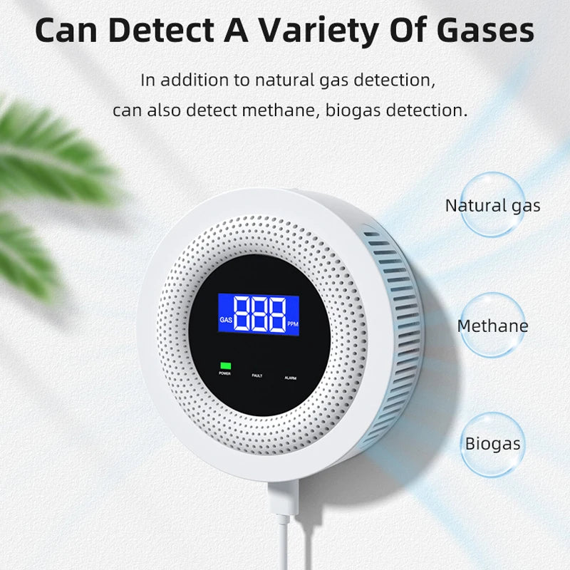 Tuya WiFi Natural Gas Leakage Detector 433MHz Wireless Combustible Gas Leak Sensor Home Kitchen Security Alarm Smart Life APP