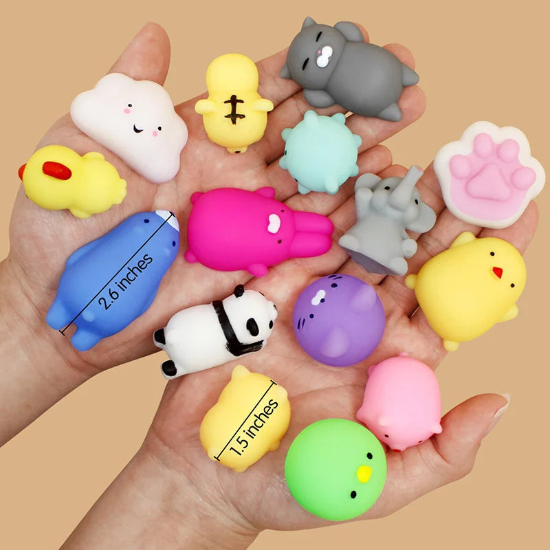 10-50PCS Kawaii Squishy Toys Mini Mochi Squishies Animal Pattern Stress Relief Squeeze Toy For Kids Boys Girls Birthday Gifts