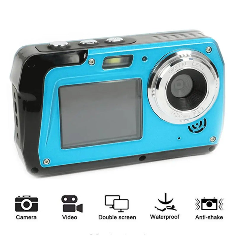 48MP HD Underwater Video Camera 2.7K Dual Screen 16x Zoom Point Shoots Video Camcorder Sports Waterproof Digital Camera