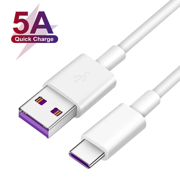 For Samsung A51 A71 A50 A30 A70 Huawei Mate 40 30 P30 Lite Mobile Phones Fast Charging Charger 5A USB Type-c Cable Data Wire