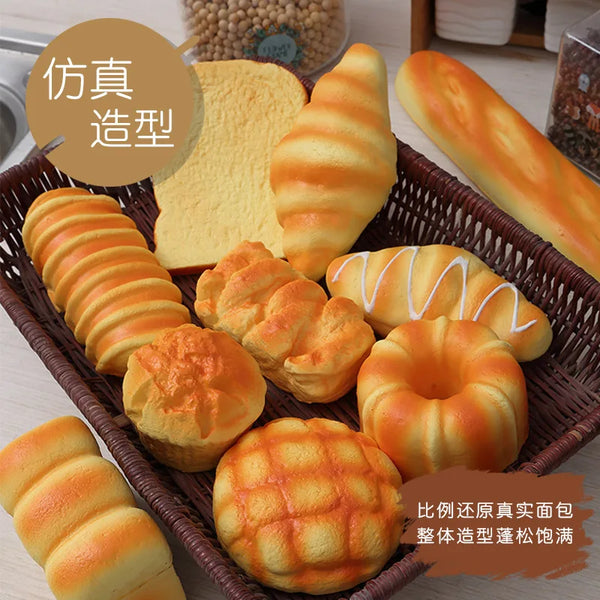 Toast Squishy Slow Rising Food Creative Simulation Bread Donuts  Squeeze Stress Relief kid Toys Spoof Tease People Desktop