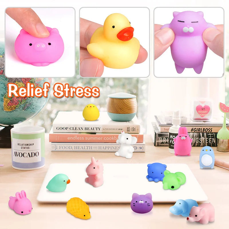 10-50PCS Kawaii Squishy Toys Mini Mochi Squishies Animal Pattern Stress Relief Squeeze Toy For Kids Boys Girls Birthday Gifts