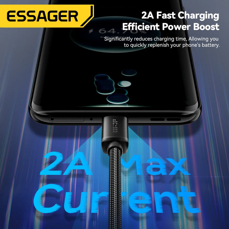 Essager Micro USB Cable 2A Fast Charging USB Cable for  Xiaomi Realme Redmi Samsung Huawei Mobile Phone USB Data Charger Wire 3M