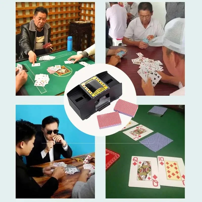 2/4 Decks Automatic Playing Card Shuffler Mixer Games Poker Card Sorter Machine Dispenser for Travel Home Xmas Party Games