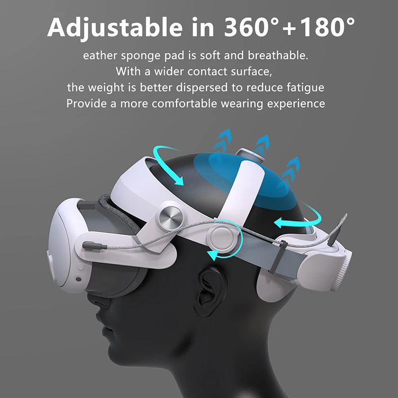 Adjustable Alternative Head Strap Comfort with 5000mAh Battery Pack Reduces Pressure Extend Playtime Ergonomic for Meta Quest 3