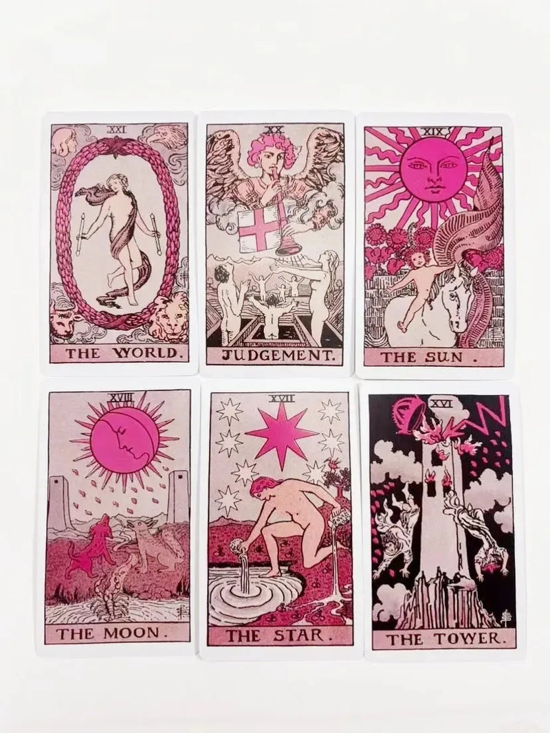 Pink Tarot For Beginners Neon Tarot cards board games for women girls party family table games