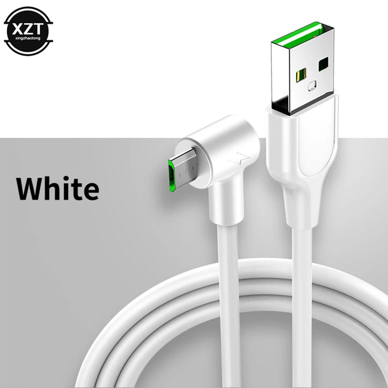 1PC Micro USB Cable 3A 90 Degree Elbow Data Cable Charger 1M 1.5M 2M Fast Charging Cord for Samsung Xiaomi Mobile Phone