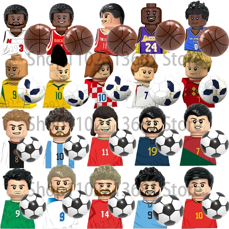 Famous Basketball Football Players Sports Star Building Blocks Sets Soccer Action Figures Bricks Cartoon  Toys Christmas Gifts