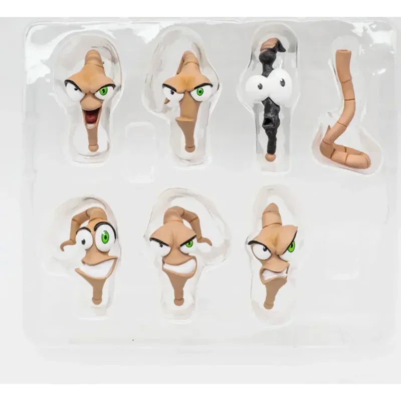 PDNA Earthworm Jim Action Figure PSY-CROW Snot Worm Body Jim Heads Bob The Killer Goldfish