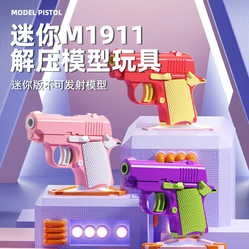 Gravity 1911 Pistol 3D Printing Reverse Blowback Rifle Mini Decompression plastic pistol Toy guns for christmas birthday gift