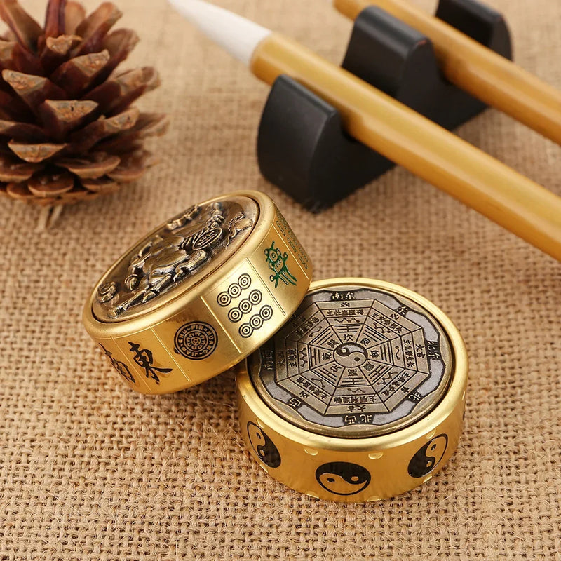 4.2cm Brass Fidget Spinner Mahjong Tai Chi Gossip Pattern Metal Hand Spinner Antistress Adult Fidget Toys Stress Relief Toy