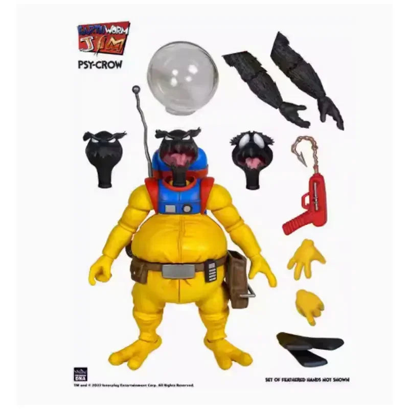 PDNA Earthworm Jim Action Figure PSY-CROW Snot Worm Body Jim Heads Bob The Killer Goldfish