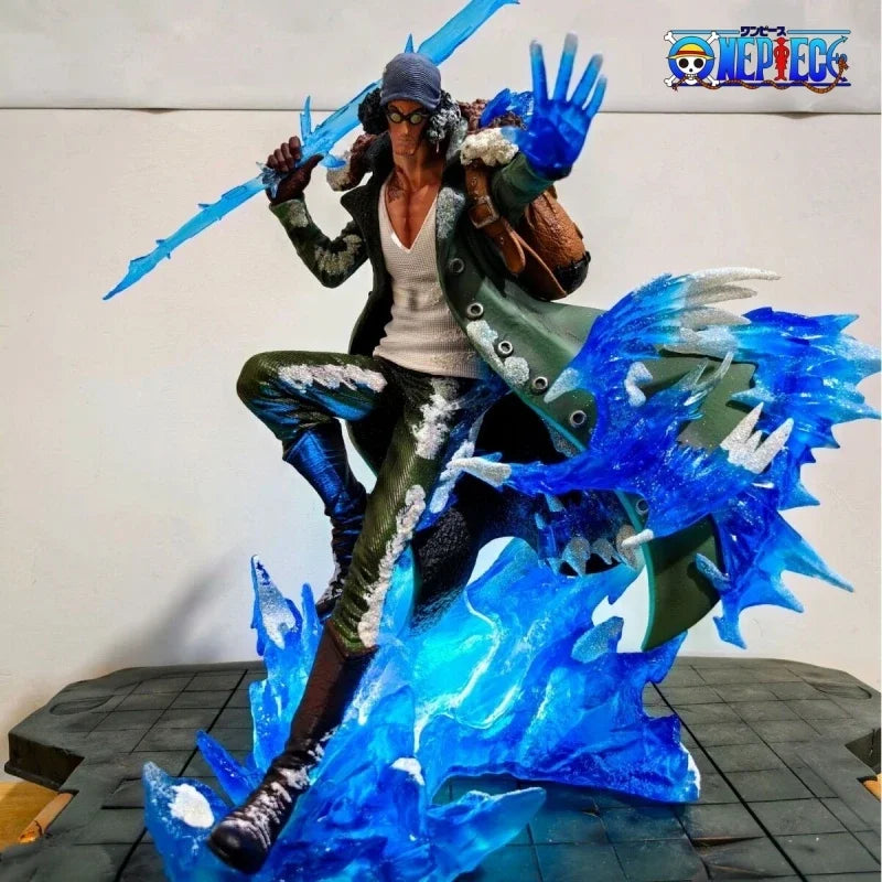 30cm Aokiji Kuzan Action Figurine One Piece Anime Figure Gk Pvc 2 Heads 2 Hands Statue Model Collection Room Decoration Toy Gifs