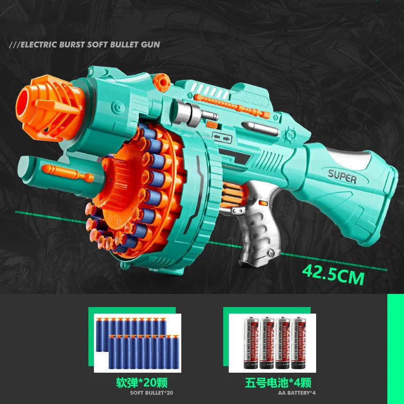 Children's Electric Continuous Shooting Gatling Toy Gun  Suction Cup Soft Bullet Gun  Explosion Nerfs gun BB Guns Gifts for Kids