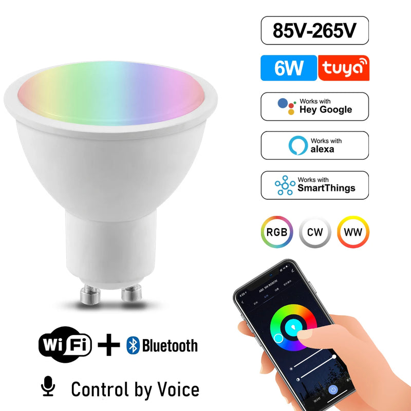 LED WIFI bluetooth Smart AC100-240V  E27 GU10 E14 B22 tuya IoT Led Bulb With Google Home Alexa Light Bulb For Home Decoration