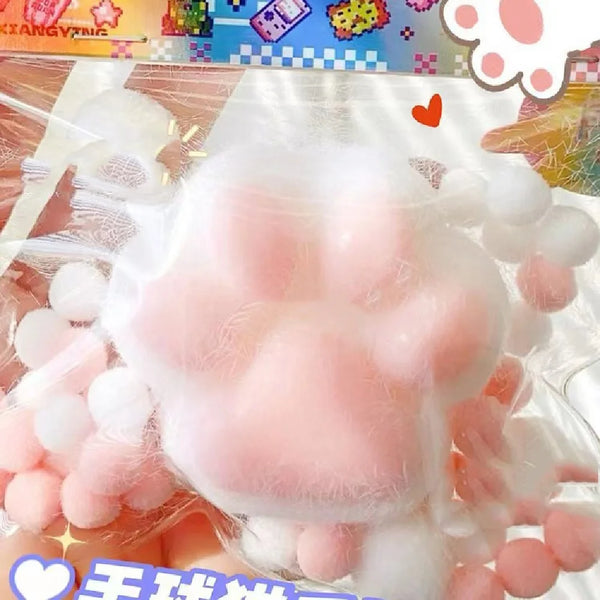 Cartoon Kawaii Plush Cat Paw PU Slow Rebound Toy Creative Fidgeting Pinching Fingertip Toy Kids Stress Relief Toy Cute Girl Gift