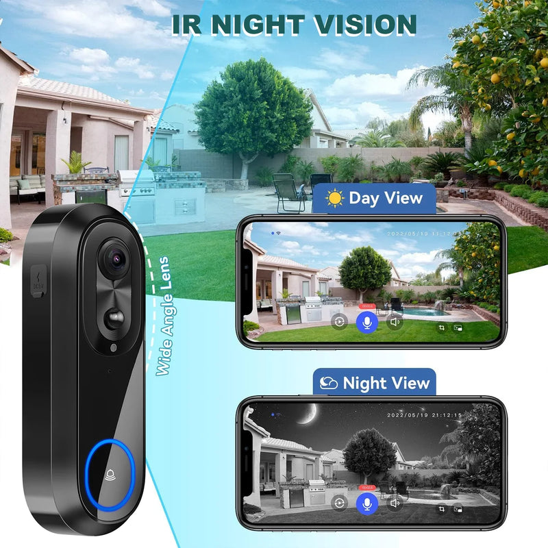 IP65 Waterproof 5G 2.4G WiFi Video Doorbell 1080P Tuya Smart Home Wireless Intercom Camera Door Bell for Security Protection