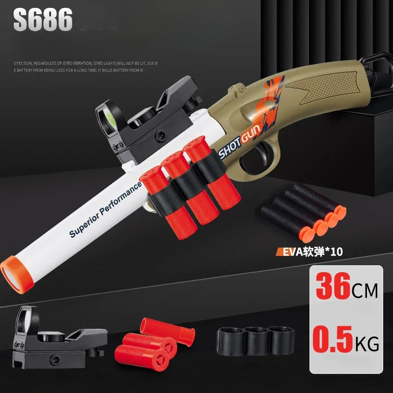 2024 S686 Shotgun Shell Eject Toy Gun Soft Bullet Airsoft Launcher Outdoor Sports Pistola Shot Gun Weapon for Children Boys Gift