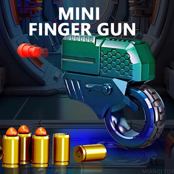 Mini Throwing Shell Bullet Gun Relieve Stress Ring Alloy Metal Finger Gun Decompression Toy For Boy Gift Launch Soft Bullet Play