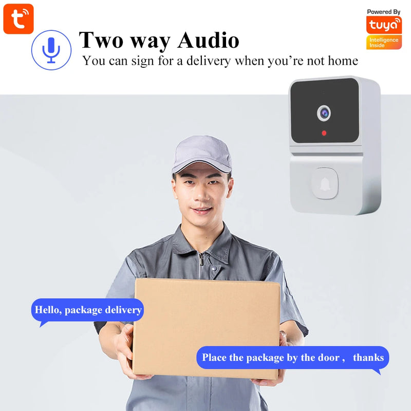 T23 Tuya Video Doorbell Visual Voice Real-time Intercom Chime VGA Night Vision Camera WiFi Smart Alarm Door Bell Home Security