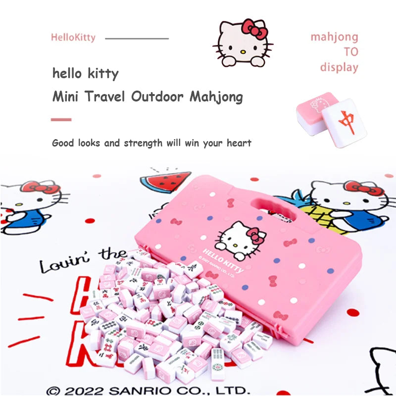 Cartoon Sanrio Mini Mahjong Cute Hello Kitty Mahjong Friends and Besties Party College Dormitory Games Girls Birthday Gifts