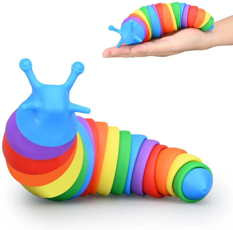 Funny Fidget Slugs Articulated Sensory Slug Toy Realistic Worm Caterpillar Fidget Toys for Kids Adults ADHD Autism Stress Relief