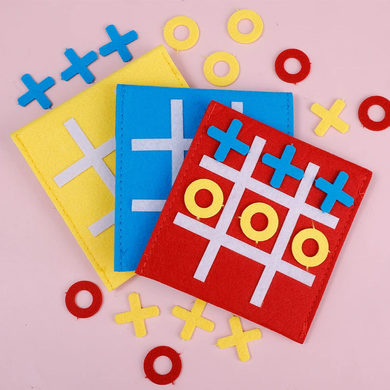 Creative Portable Felt Checkerboard Toys Kids Early Education Puzzle Tic-tac-toe Board Mini Circle Cross Chess Game Party Toys