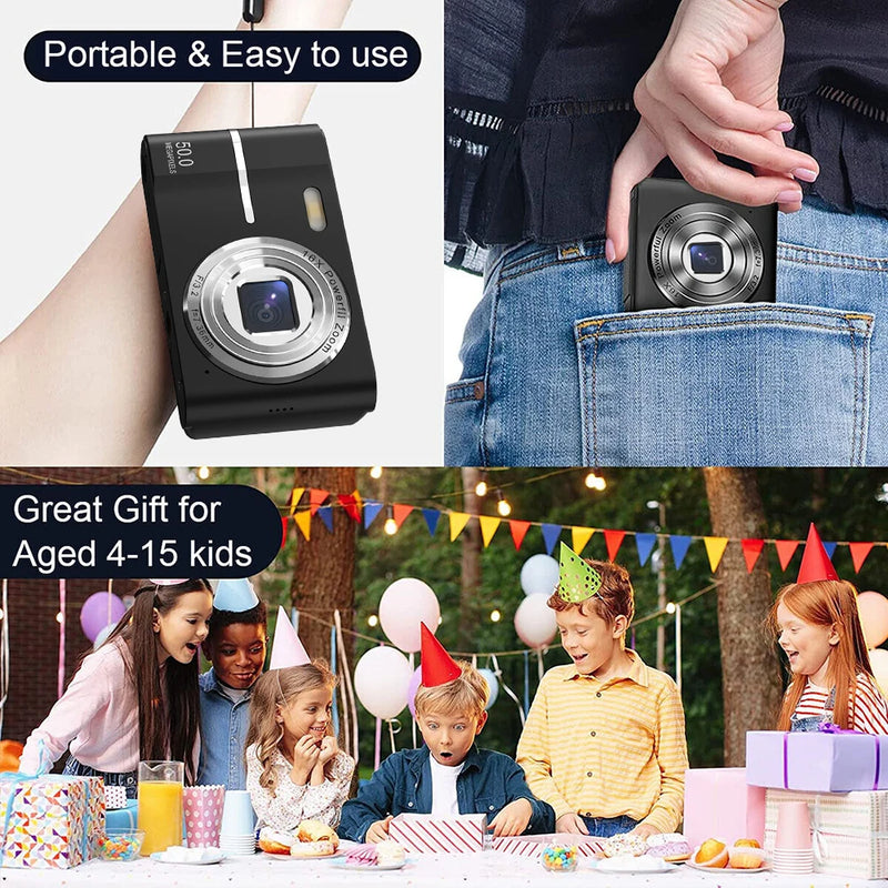 FHD 4K Digital Camera For Kids 2.4 Inch IPS AF face detection flash 16X Digital Zoom Compact Point Shoot Camera For Students