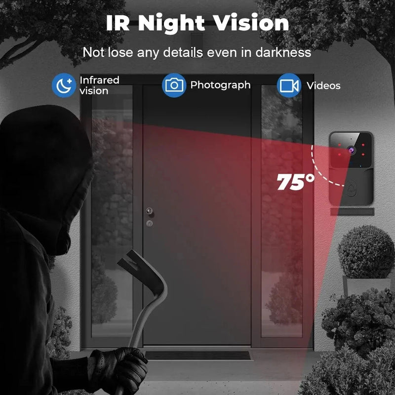 WIFI Video Doorbell Camera Wireless Night Vision Smart Home Security HD Door Bell Two Way Intercom Voice Change