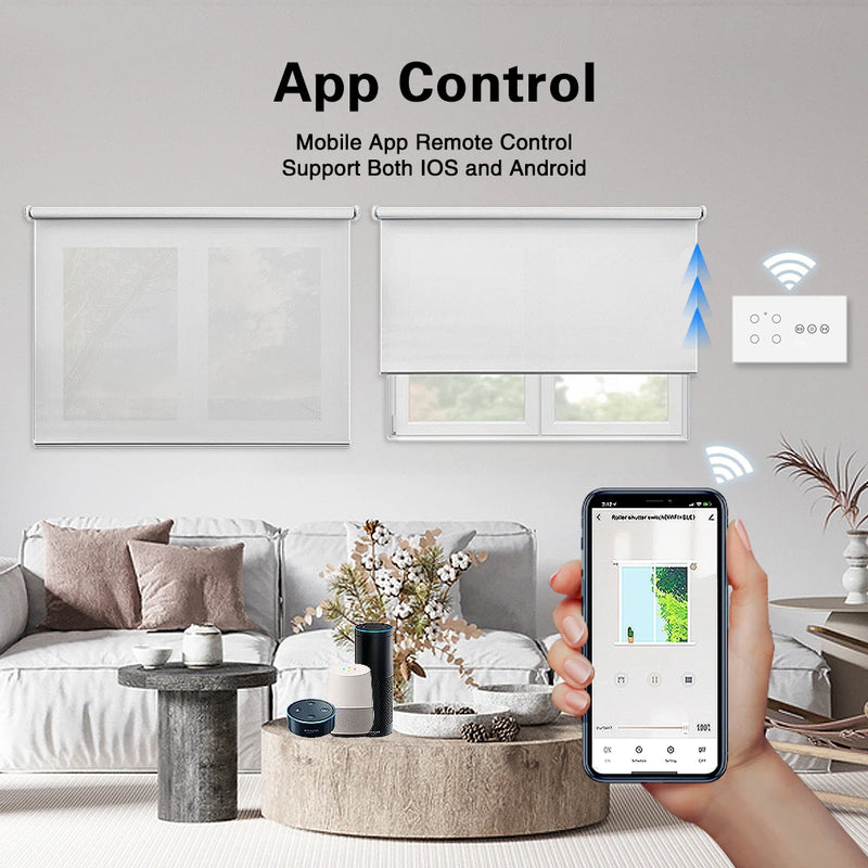 EU 146*86mm Glass Panel Tuya Smart Wifi Switch Curtain Button Work With Google Home Alexa Voice Need Neutral Wire App Remote