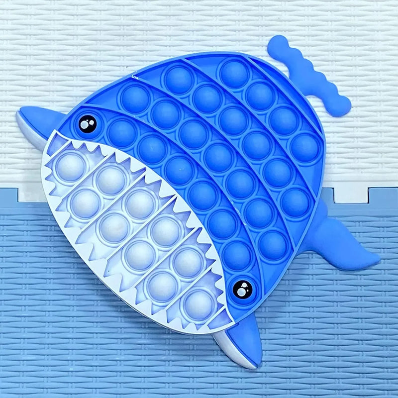 Blue Shark Boy Pop Fidget Toy whale Bubble Popping Sensory Stress Relief Toy Fish Cool Fidget Popper for Kid's