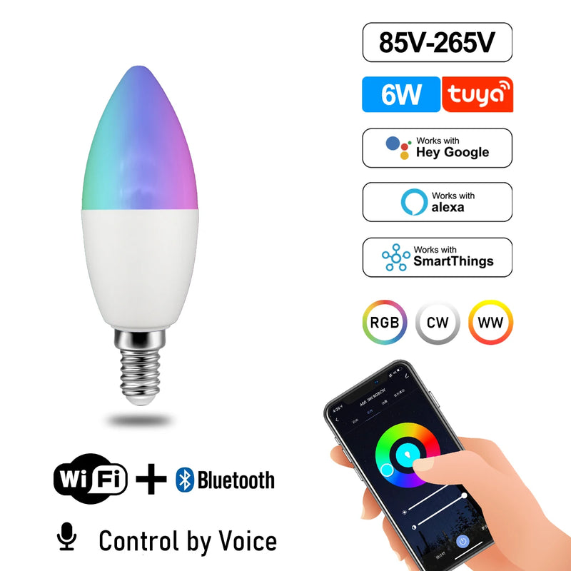 LED WIFI bluetooth Smart AC100-240V  E27 GU10 E14 B22 tuya IoT Led Bulb With Google Home Alexa Light Bulb For Home Decoration