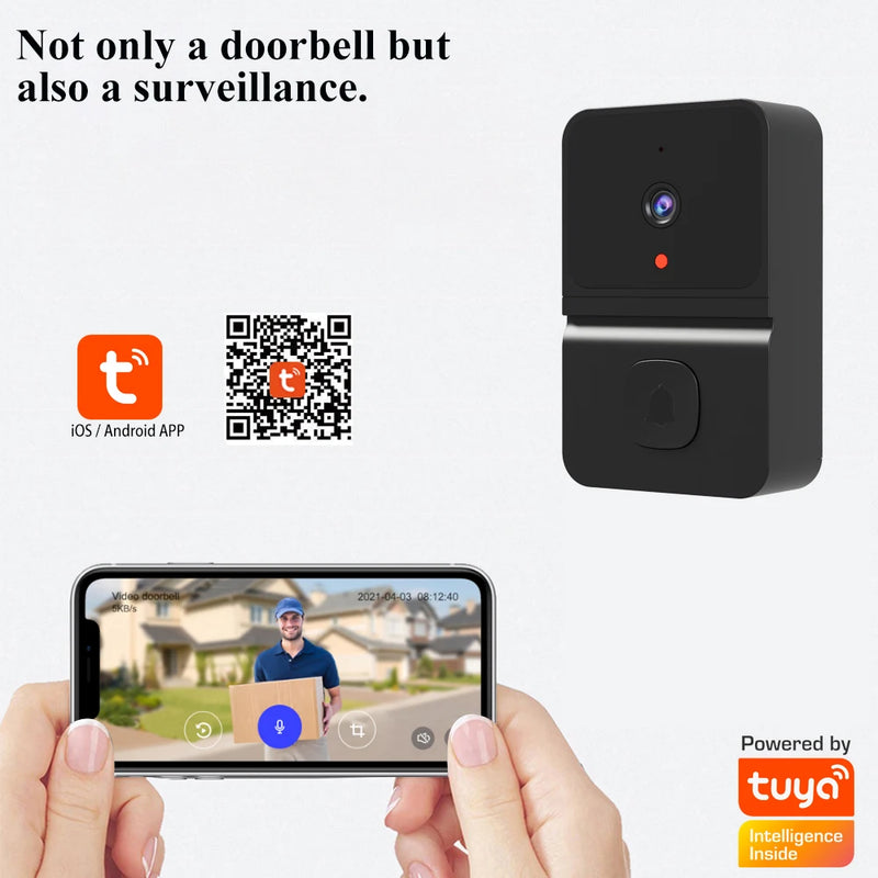 T23 Tuya Video Doorbell Visual Voice Real-time Intercom Chime VGA Night Vision Camera WiFi Smart Alarm Door Bell Home Security