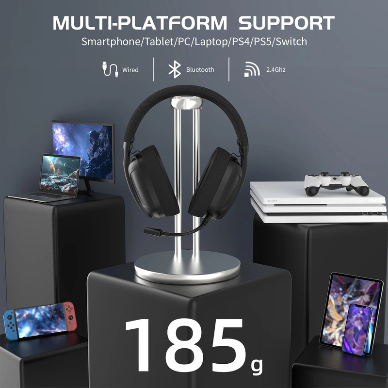 Attack Shark L80 Tri-mode Gaming Headset, Lightweight 180g, 5.1 Channel Hi-Fi Stereo Surround Sound,Pluggable Microphone