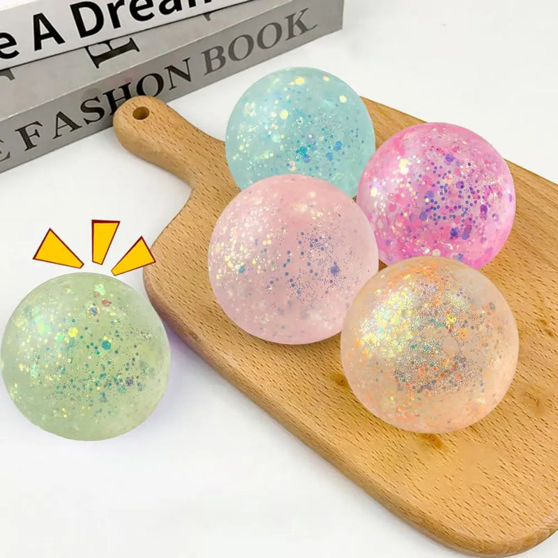 Anti-stress Ball Soft TPR Slow Rebound Sequins Maltose Ball Pinch Toy Stress Relief Elastic Squeezing Colored Ball Decompression