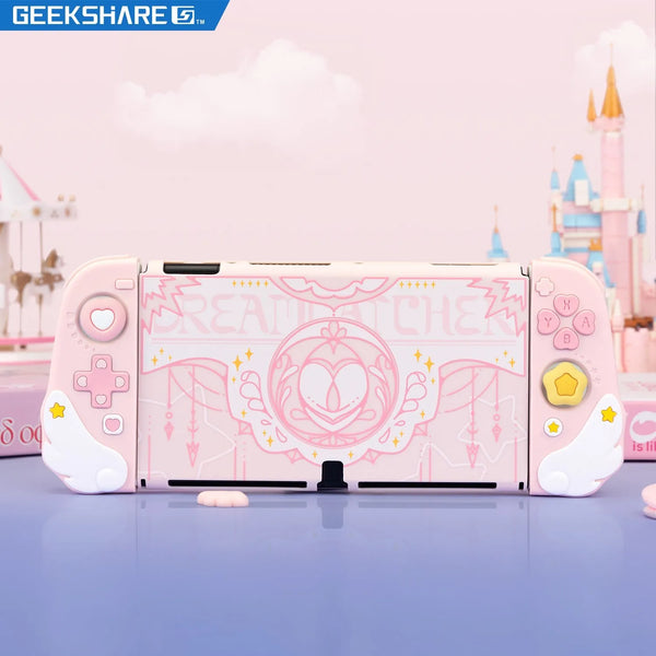 GeekShare Protective Case for Nintendo Switch OLED NS Game Accessories Pink Star 3D Silicone Switch OLED Shell High Quality