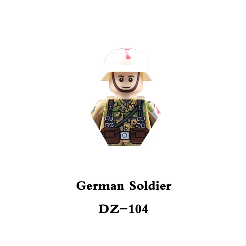 WW2 Military Army Soldier Soviet US UK German France Building Blocks Set Model Bricks Action Figures Weapons Toys For Kids Gifts