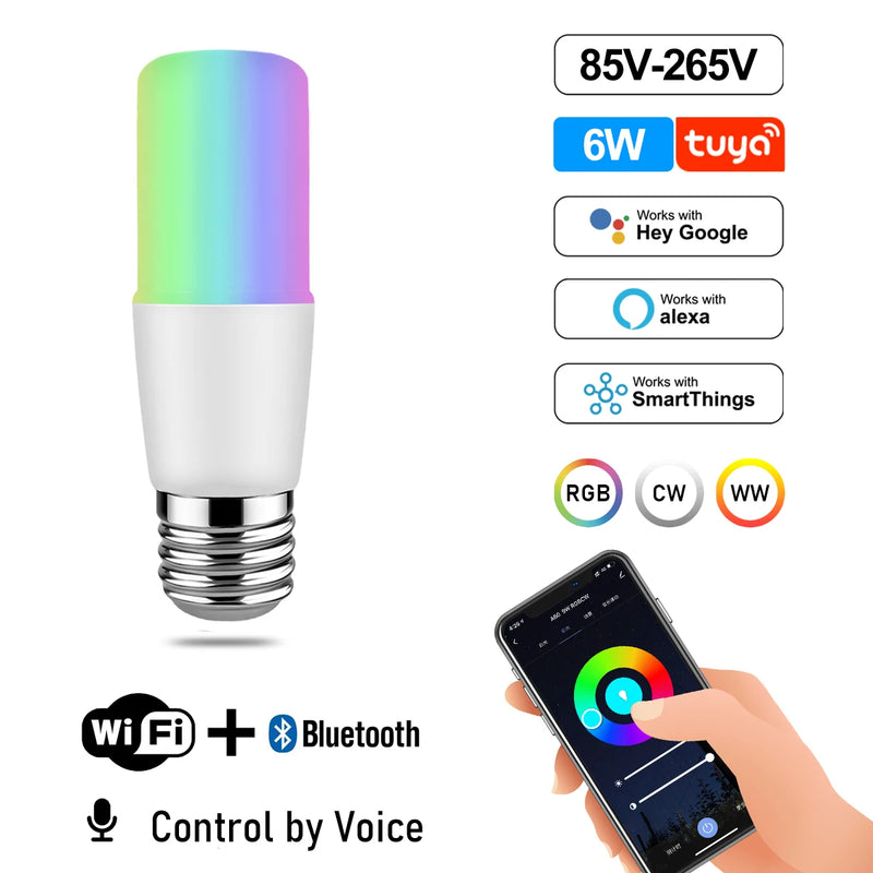 LED WIFI bluetooth Smart AC100-240V  E27 GU10 E14 B22 tuya IoT Led Bulb With Google Home Alexa Light Bulb For Home Decoration