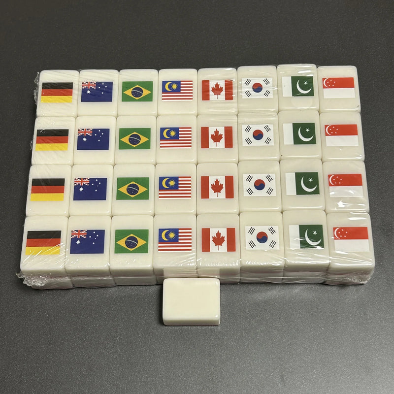 64 Blocks Tiktok Seaside Escape Mahjong Tile Game with Pattern of Flag Ball 1/2 Players Funny Parent Child Party Game Toy Gift ﻿