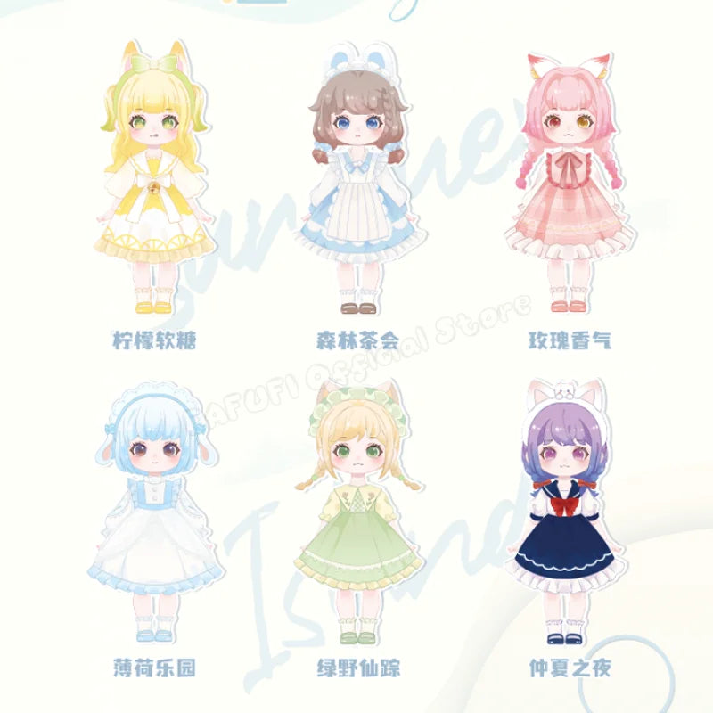 Liroro Summer Island Series Ob11 1/12 Bjd Dolls Blind Box Toys Cute Action Anime Figure Kawaii Mystery Box Model Designer Doll