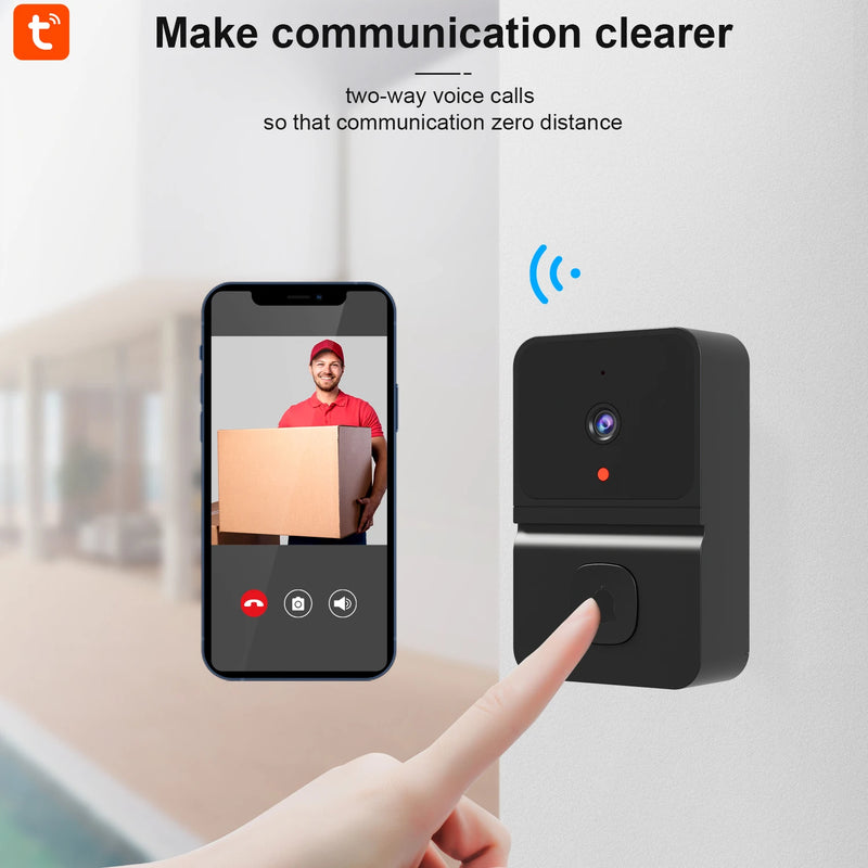 T23 Tuya Video Doorbell Visual Voice Real-time Intercom Chime VGA Night Vision Camera WiFi Smart Alarm Door Bell Home Security