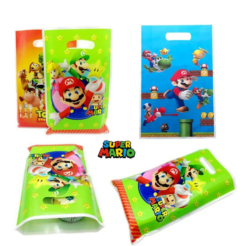 10pcs/set Super Mario Game Kawaii Plastic Gift Bag Mario Anime Figure Toy Kids Gift Mario Theme Party Kids Birthday Xmas Gifts