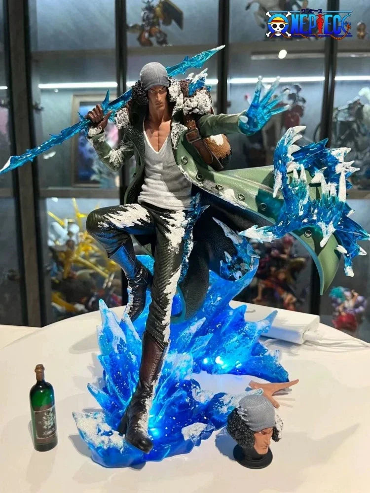 30cm Aokiji Kuzan Action Figurine One Piece Anime Figure Gk Pvc 2 Heads 2 Hands Statue Model Collection Room Decoration Toy Gifs