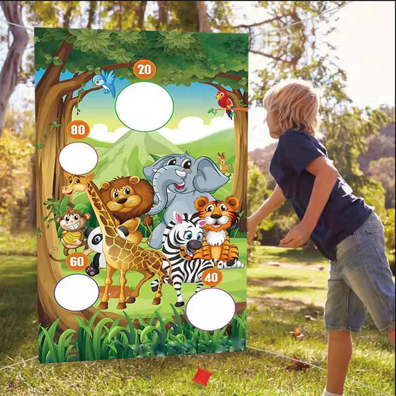 Jungle Animals Toss Game Bean Bags Game Kit for Outdoor Activities Children