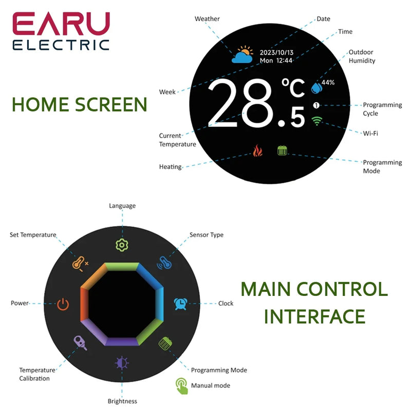 TUYA WiFi Smart Knob Thermostat  Floor Heating Water Gas Boiler Home Room Programmable Temperature Controller Alexa Google Home