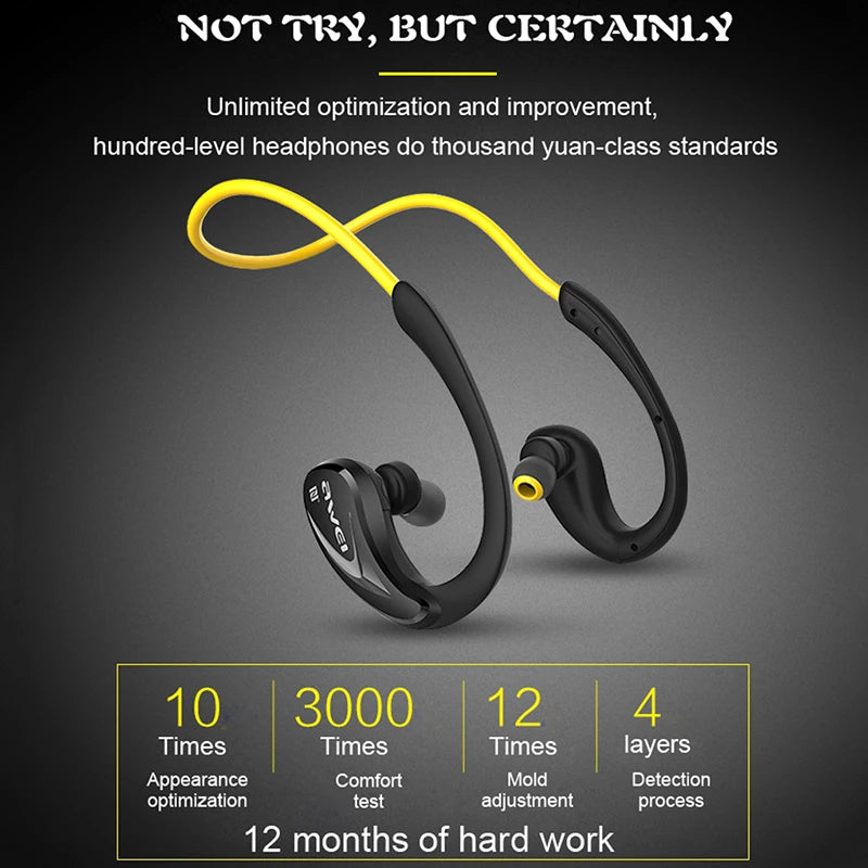 Awei A880BL Wireless Bluetooth Headset Gaming Earphones Neckband Open Ear Sports Headphones EarHook for Cycling Running with NFC