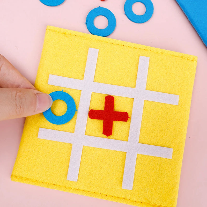 Creative Portable Felt Checkerboard Toys Kids Early Education Puzzle Tic-tac-toe Board Mini Circle Cross Chess Game Party Toys