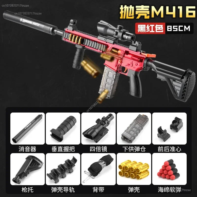 2024 New M416 Shell Ejection Soft Bullet Gun AKM Fireable Rifle Boy 98K Sniper Rifle Simulation Gun Firearm Model Children's Toy