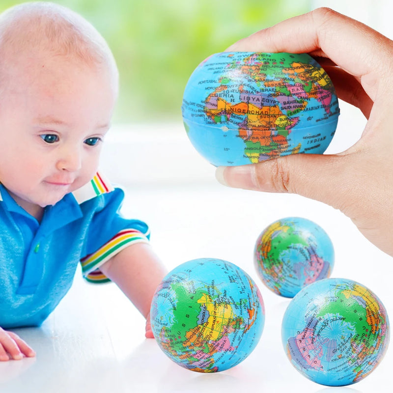 Earth Squeeze Balls Soft Foam Globe Stress Relief Squeeze Toys Hand Wrist Exercise Sponge Toy For Kids Adults Educational Gifts