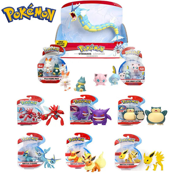 Original Takara Tomy Pokemon Anime Action Figures Pikachu Gyarados Eevee Snorlax Scizor Ash Greninja Gengar Toys Kids Xmas Gifts